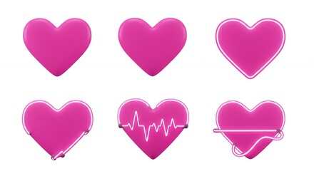 Pink heart shapes set design elements