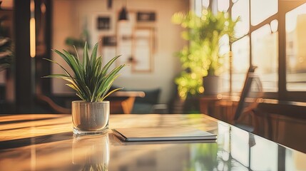 Modern dining room interior with view