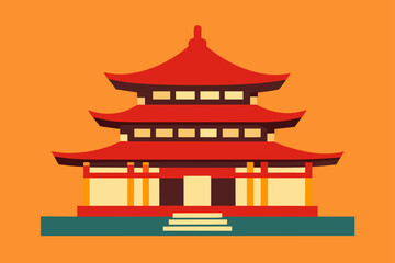 vector illustration of chinese temple