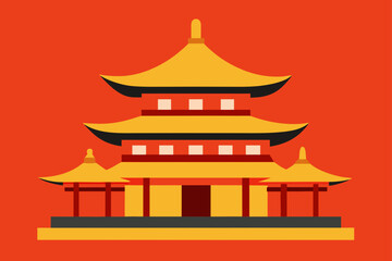 vector illustration of chinese temple