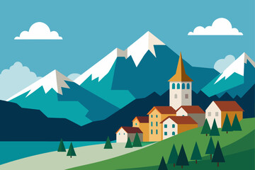 vector illustration of a village