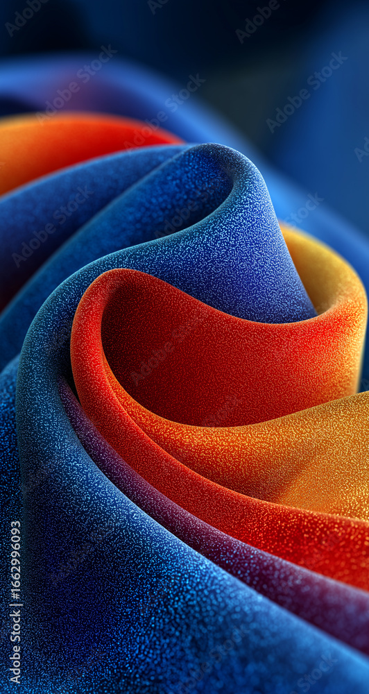 Poster abstract swirl of colors and textures a macro view of intertwined blue red and yellow shapes