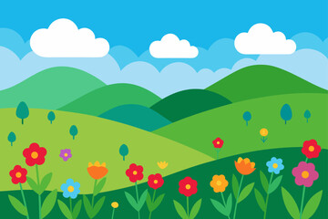 Fototapeta premium summer landscape with flowers