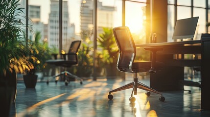 modern office interior with chairs and desks