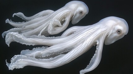 Two Mesmerizing Striped Octopuses Swim