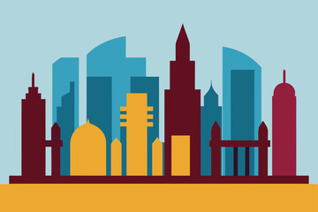 Obraz premium city skyline vector illustration