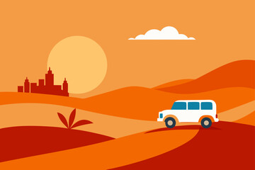 Fototapeta premium car in the desert