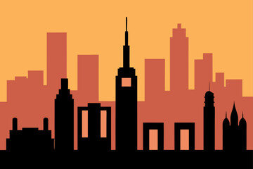 Obraz premium chicago skyline at sunset illustration