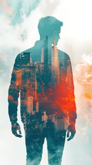 nuclear power plant in the desert with smoke and clouds