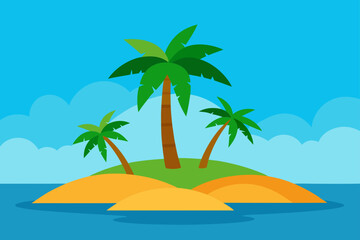 tropical island with palm trees