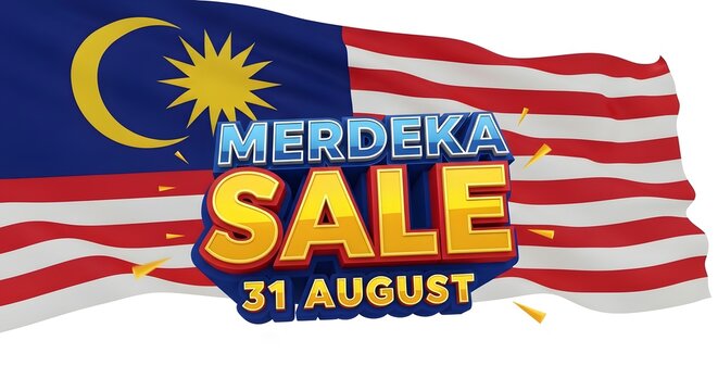 Merdeka Sale Banner with Malaysian Flag
