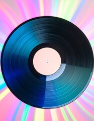 Vinyl Record Against Colorful Background