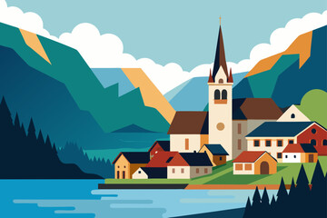 Naklejka premium church in the mountains
