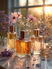 Golden Hour Perfume Arrangement with Wildflowers