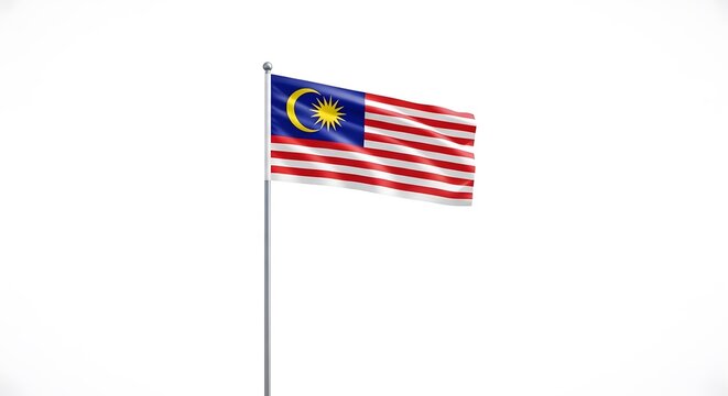 Malaysian Flag Isolated and Waving High