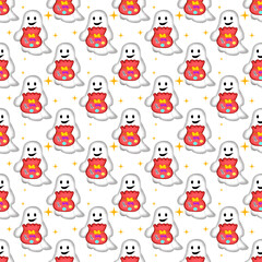 Happy Ghost with Halloween Candy Bag