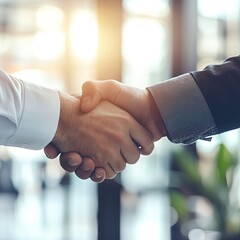 close up business handshake between two people