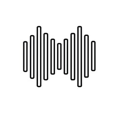 Minimalist Line Art of Symmetrical Audio Waveform – Black and White Monochrome Sound Frequency Icon