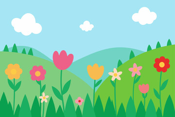 Fototapeta premium spring landscape with flowers