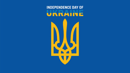 Independence Day of Ukraine with National Flag and Trident Emblem