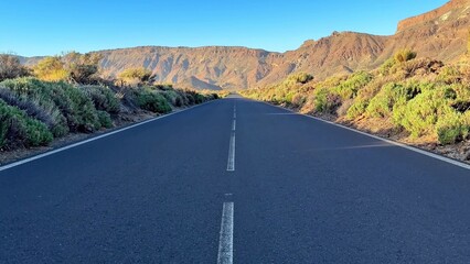 A picturesque and winding road stretches through majestic mountains, surrounded by lush greenery and beauty