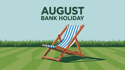 August Bank Holiday with Deck Chair and Sunny Sky Illustration