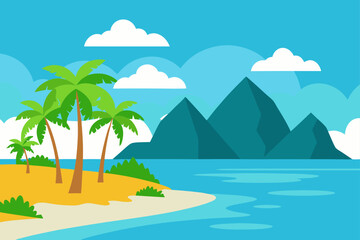 tropical beach with palm trees