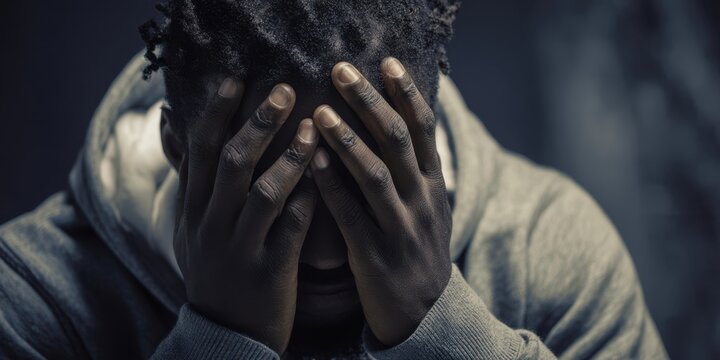 The emotional struggle of a young man in deep contemplation.