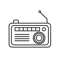 Minimalist Line Art of Vintage Radio – Black and White Monochrome Broadcasting Icon