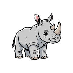 Naklejka premium Cute rhino vector illustration of a wild animal cartoon isolated for zoo and safari artwork