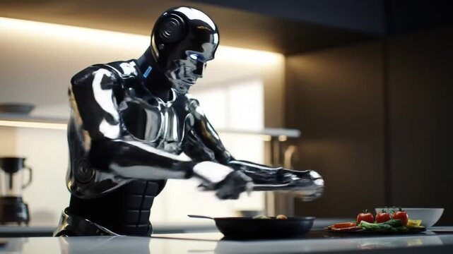 Robot chef preparing food