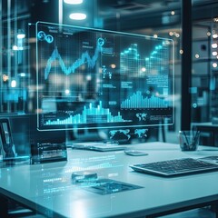 Abstract digital technology data center with binary code