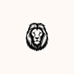 Black and white lion head vector in elegant style, perfect for logos, tattoos, t-shirts, and branding design.
