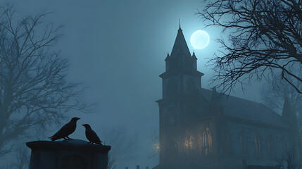 church in the fog