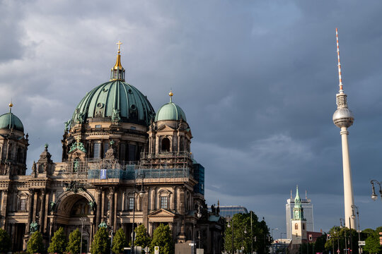 Berliner dom and Berliner Fernsehturm in Mitte, Berlin, Germany