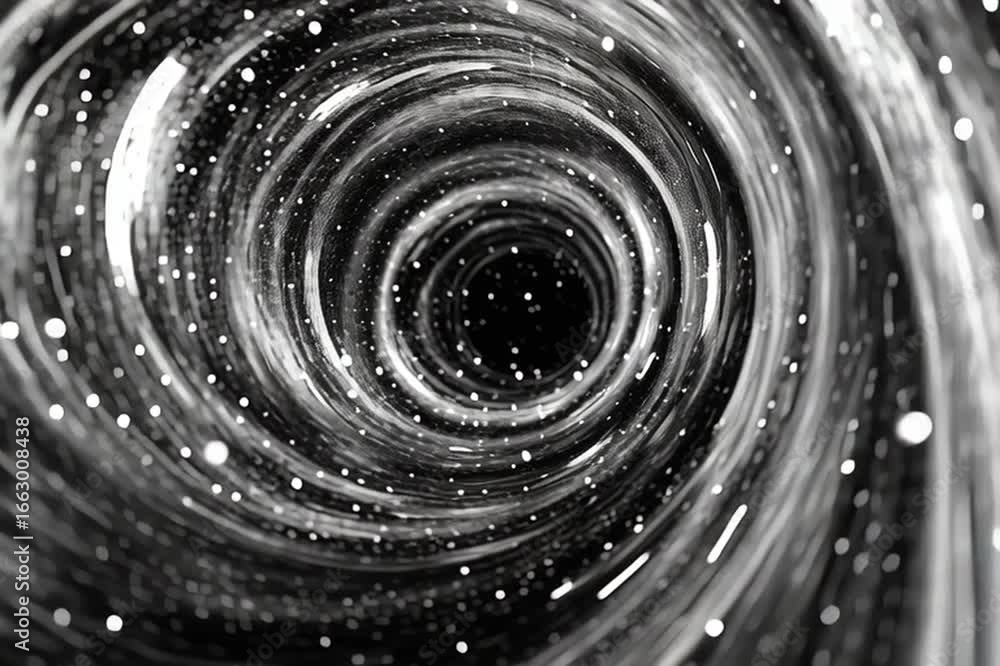 Wall mural concepts of the curvature of space and time inside the universe, wormholes, and the time continuum. 
