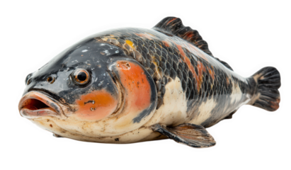Colorful fish with open mouth isolated on transparent background