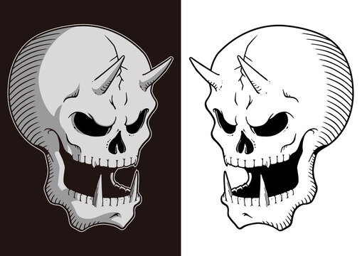 鬼 ドクロ 髑髏 demon skull A set