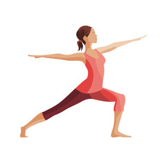 Fototapeta premium A woman gracefully practicing yoga in the warrior pose.