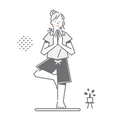 A woman calmly doing yoga poses - simple and stylish line drawing illustration