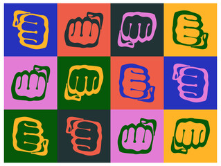 The fist is victory, strength, might and solidarity. Flat icon for apps and websites