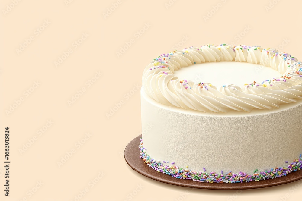 Aufkleber delightfully crafted round cake adorned with creamy frosting and colorful sprinkles creating a joyfu