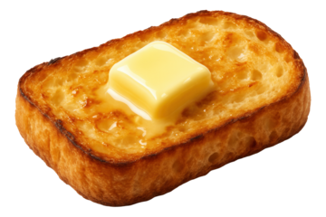 Butter melting into the ridges of a toasted ciabatta, creating a glossy surface.