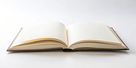 Open Book with Blank Pages on White Background