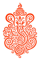 Stylish swirl vector illustration of Lord Ganesha with ornate curves and decorative patterns. Ganesha, swirl, vector, Hindu, god, abstract, ornate, decorative, spiritual, artistic, cultural, festival