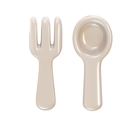 3D Cute Baby Spoon and Fork Set Isolated Object