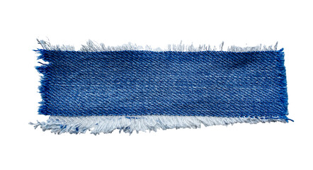 jeans. a frayed and torn piece of denim rag.