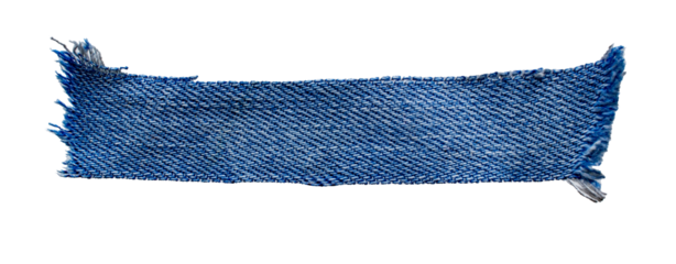 jeans. a frayed and torn piece of denim rag.