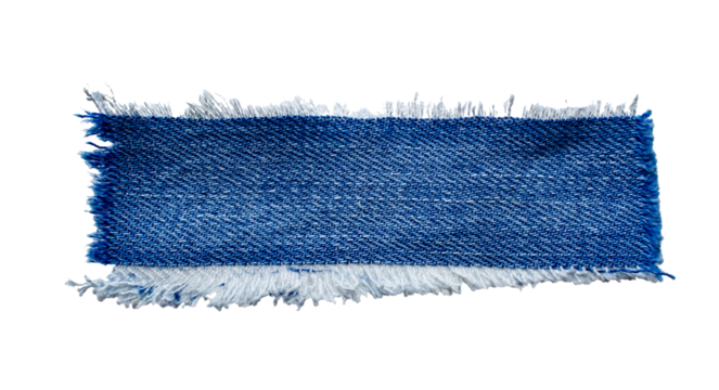 jeans. a frayed and torn piece of denim rag.