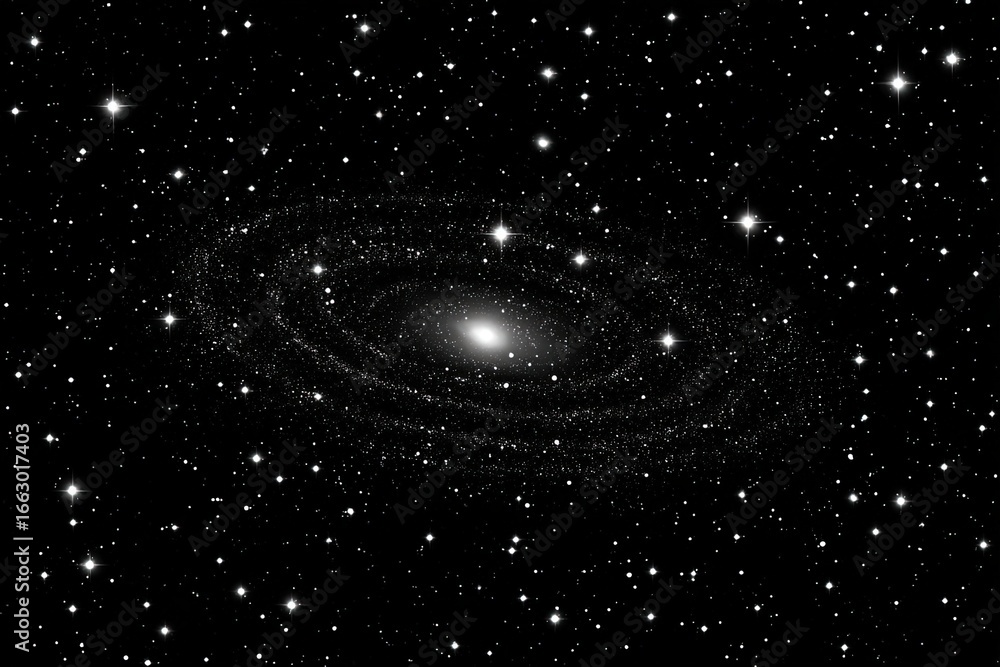 Poster captivating celestial spiral galaxy illuminated by countless stars in the vast cosmic darkness creat